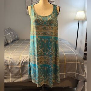 👗NWOT Teal Paisley Sleeveless Dress Size XL